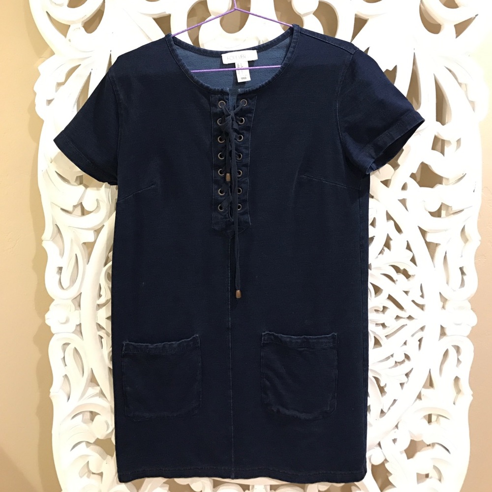 Jean dress lace up