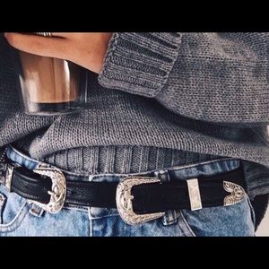 Steve Madden Western Double Buckle Belt