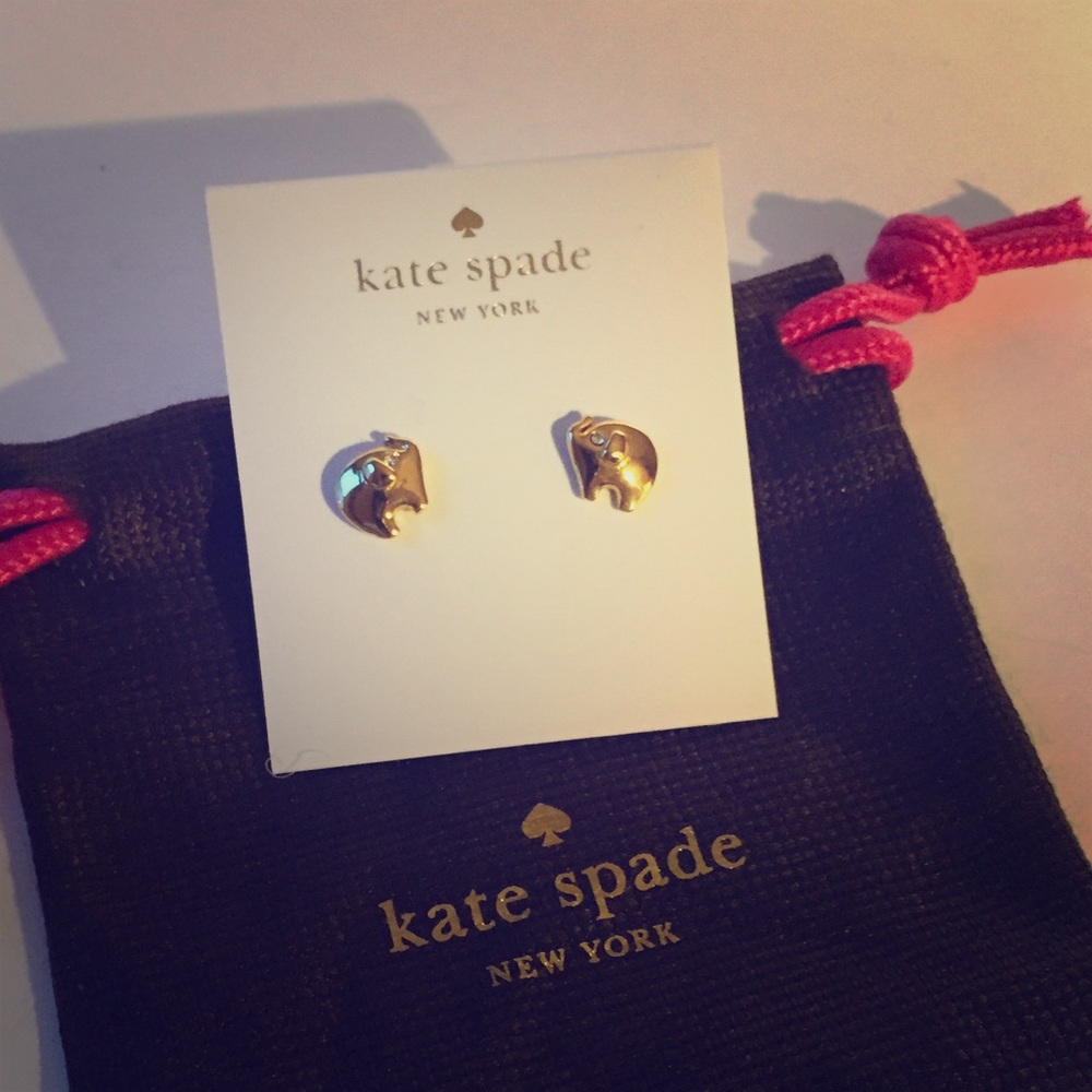 New Kate Spade Gold Elephant Earrings