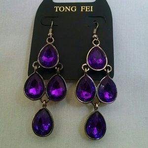 Beautiful purple stone Chandelier earrings