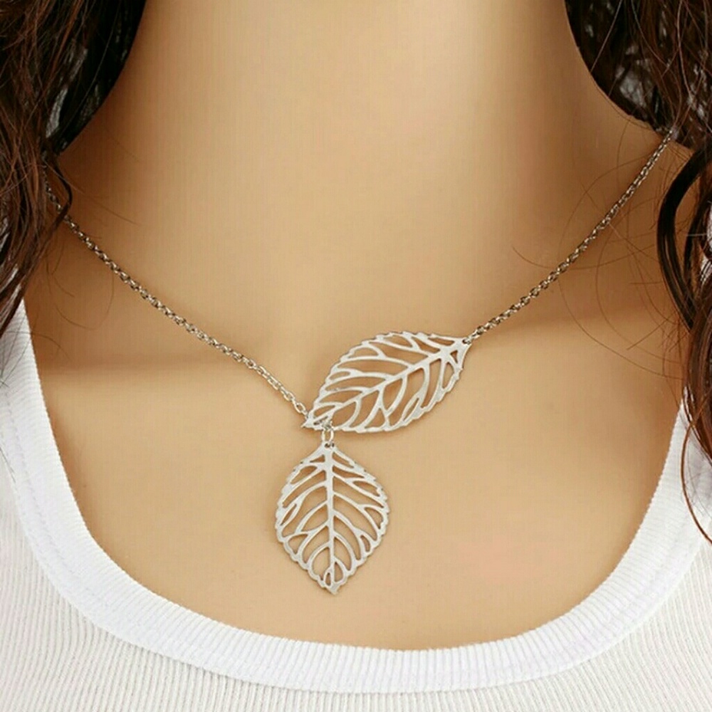 Double Leaf Necklace & Earring set