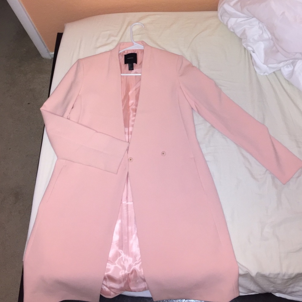 Baby pink winter trench coat