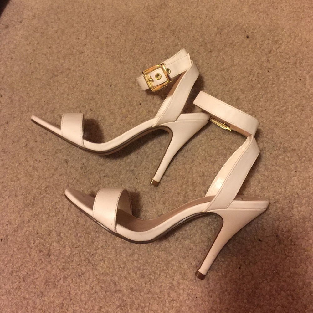 White one strap heels
