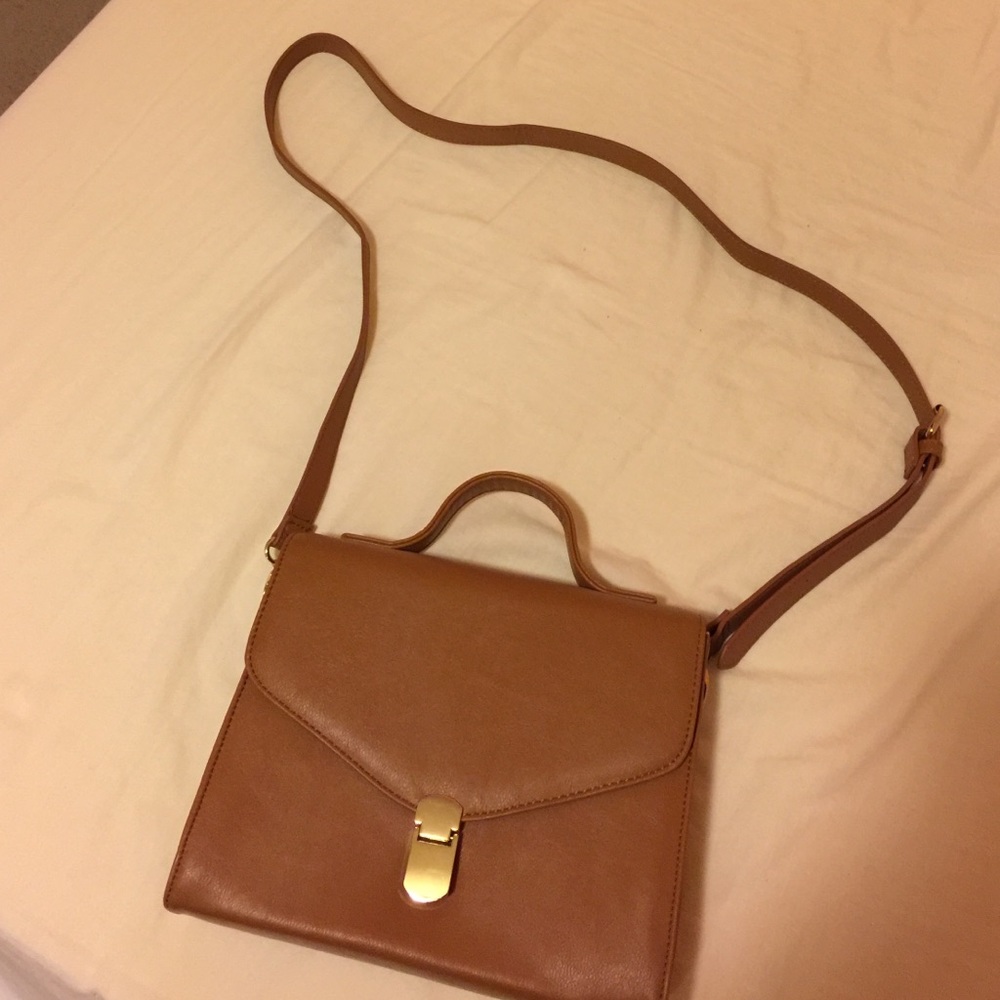Tan beige small bag with straps cross body