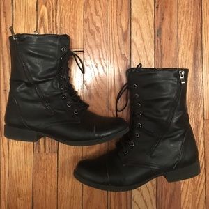 JustFab | Black Lace Up Combat Boots