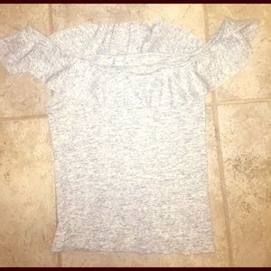 Free People off the shoulder flirty gray top,small
