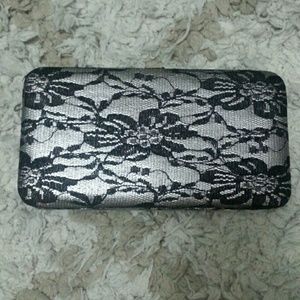 Silver w/ black lace wallet