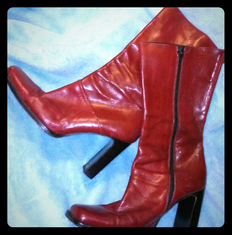 Charles David Red Leather boots