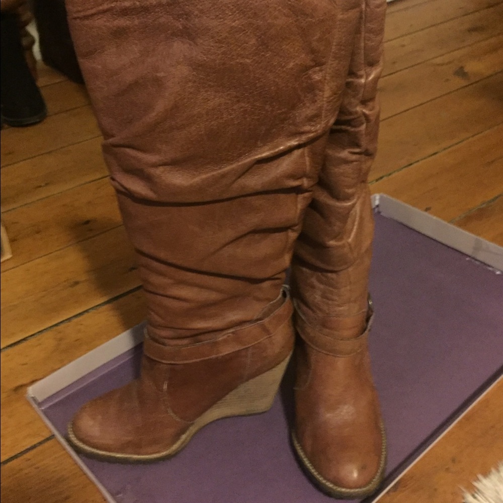 Baker wedge brown boots
