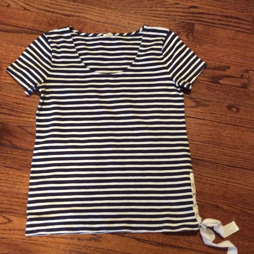 J. crew striped tee with side seam embellishment