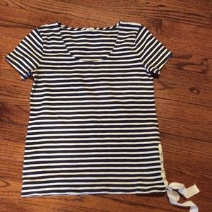 J. crew striped tee with side seam embellishment