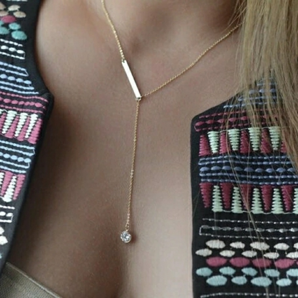 Crystal Rhinestone Bar Necklaces - Picture 2 of 5
