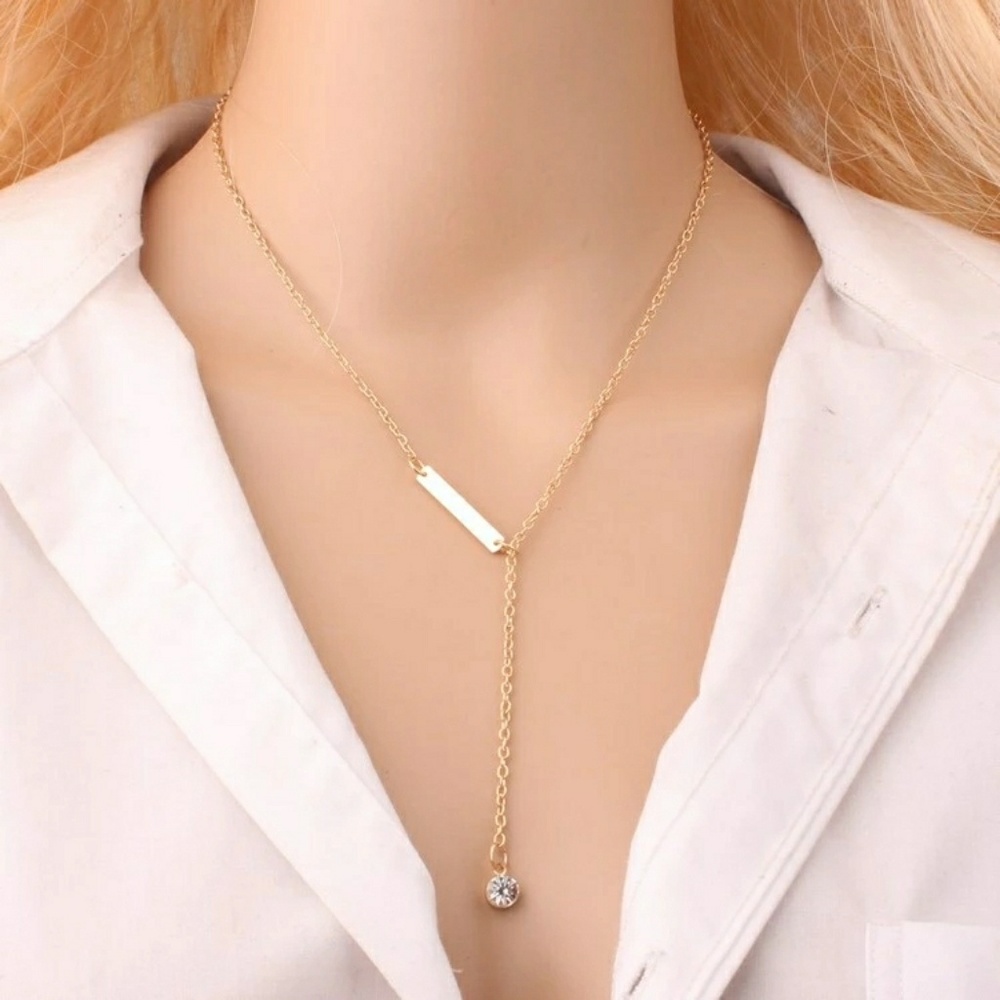 Crystal Rhinestone Bar Necklaces - Picture 3 of 5