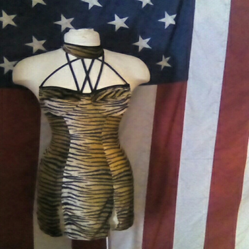 Vintage leopard corset dress lip service