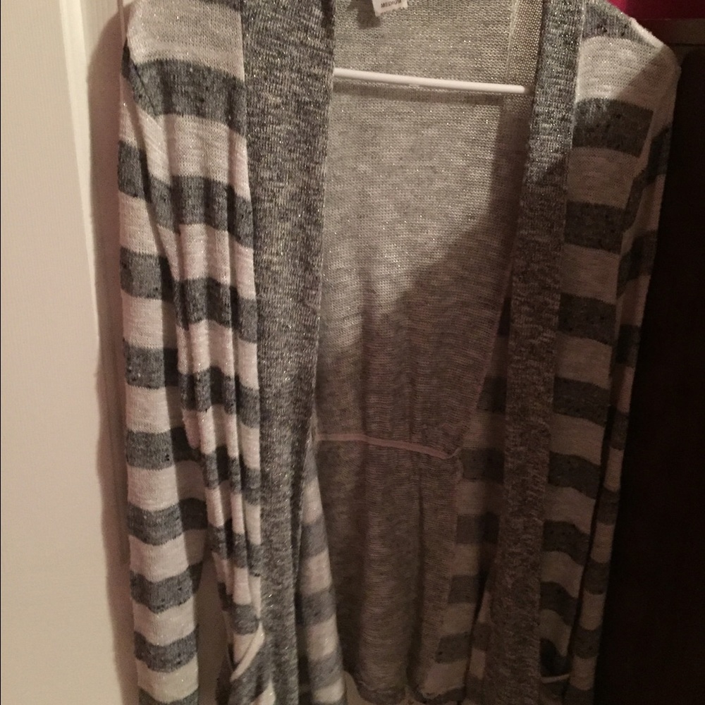 Striped cardigan with shimmer stitching