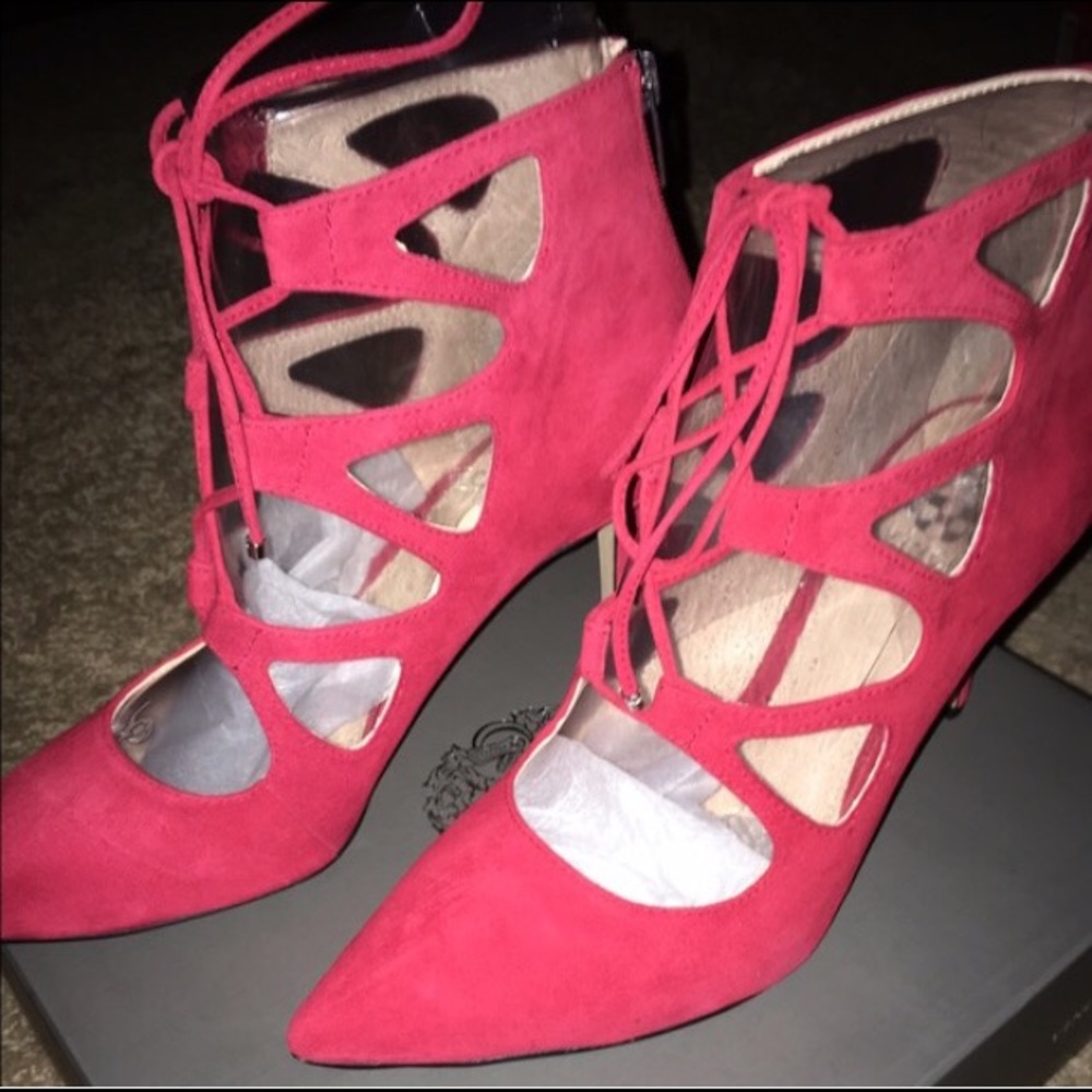 Vince Camuto Pointed-Toe Laced Heels