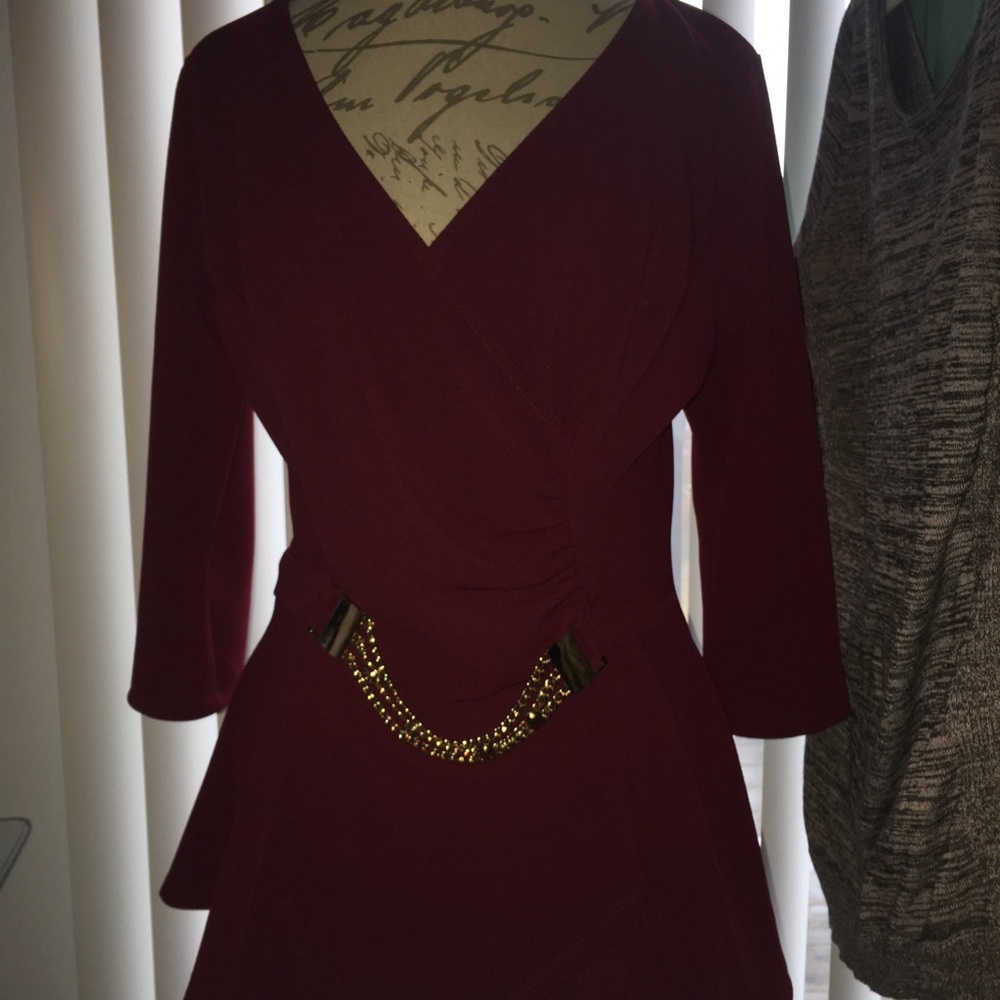 Deep red peplum shirt