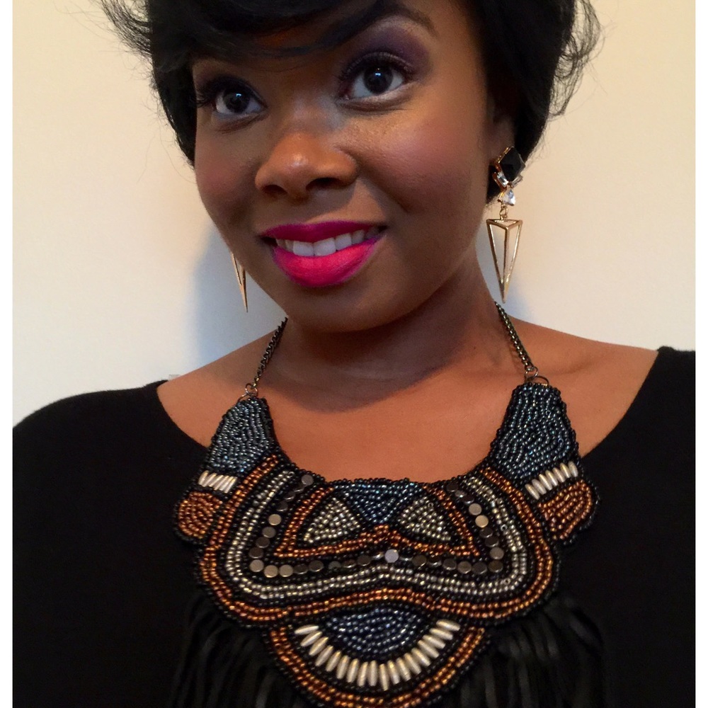 Beaded Leather Necklace Fringe Leather - Picture 1 of 3