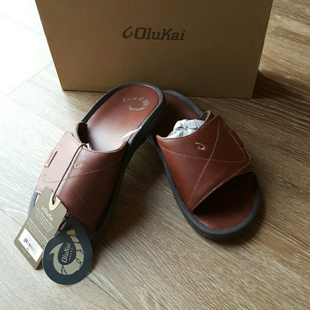 Men's leather slides