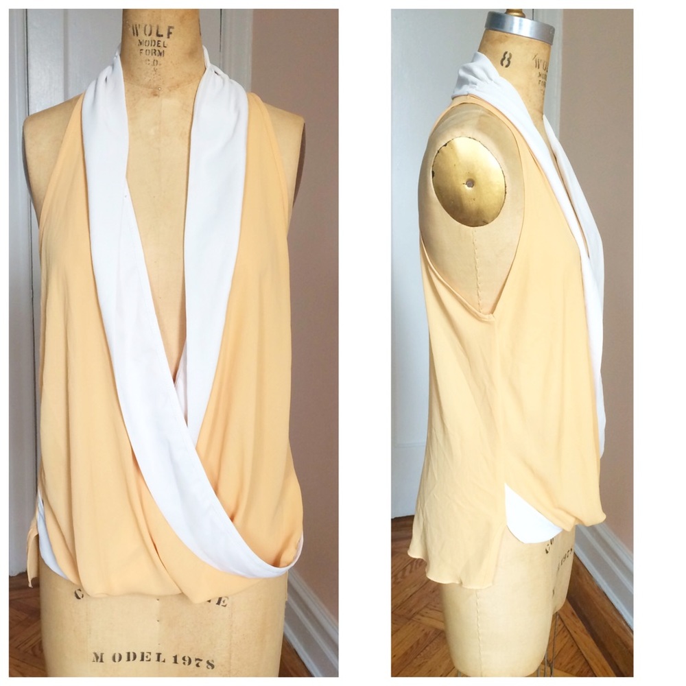 Yellow open front blouse