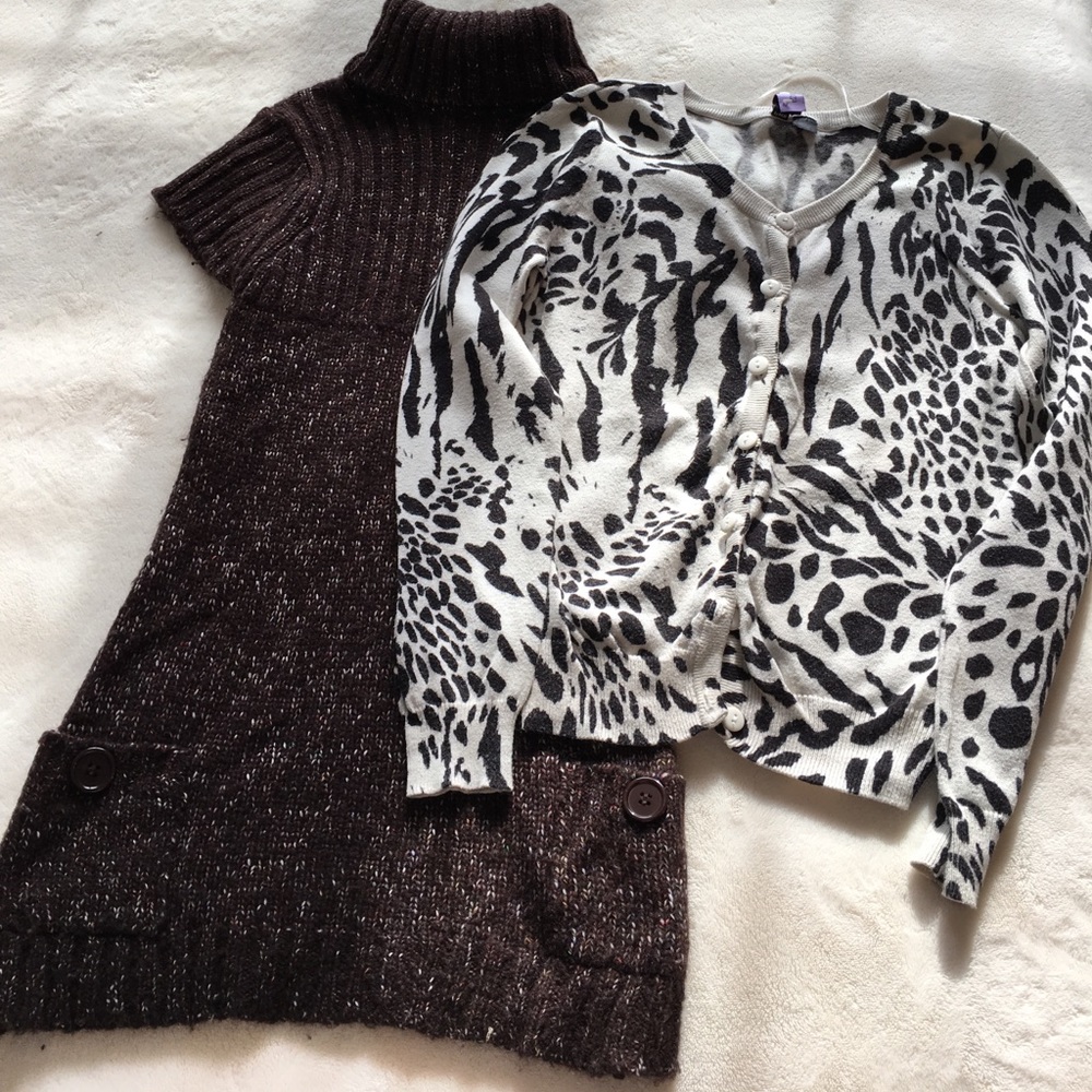 H & M cardigan and short sleeve wool sweater
