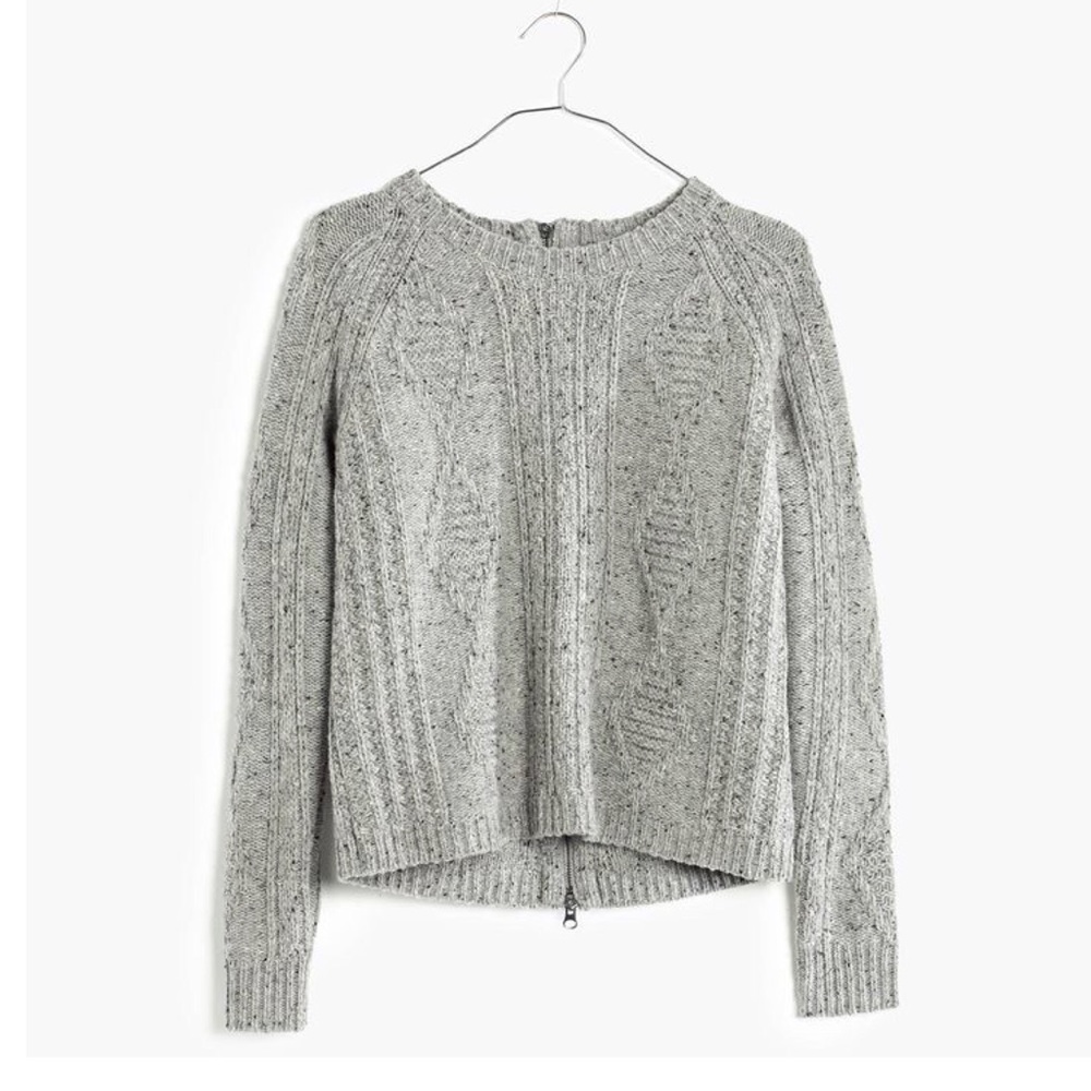 NWT $110 Madewell Palisades Cable Knit Zip Sweater