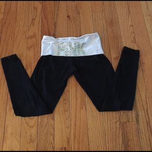 VS Pink rhinestone black yoga pants
