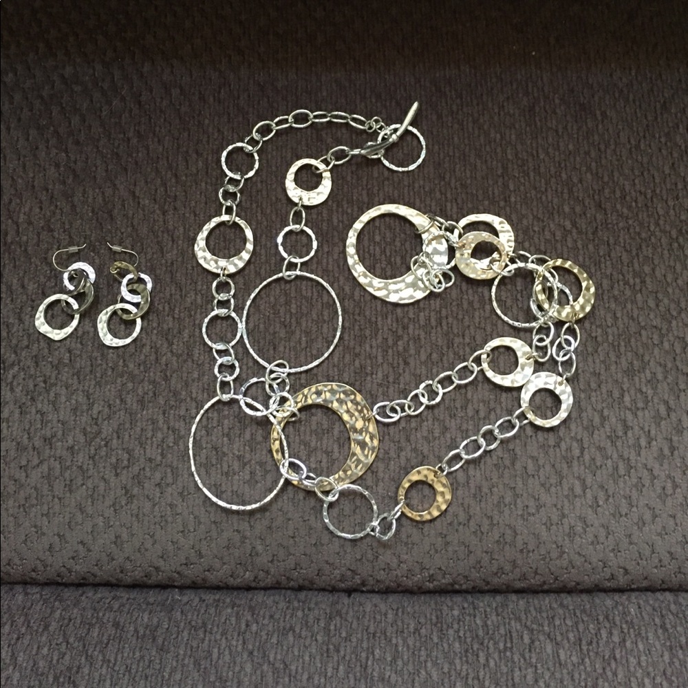Chico's Silver and Gold Necklace/matching earrings