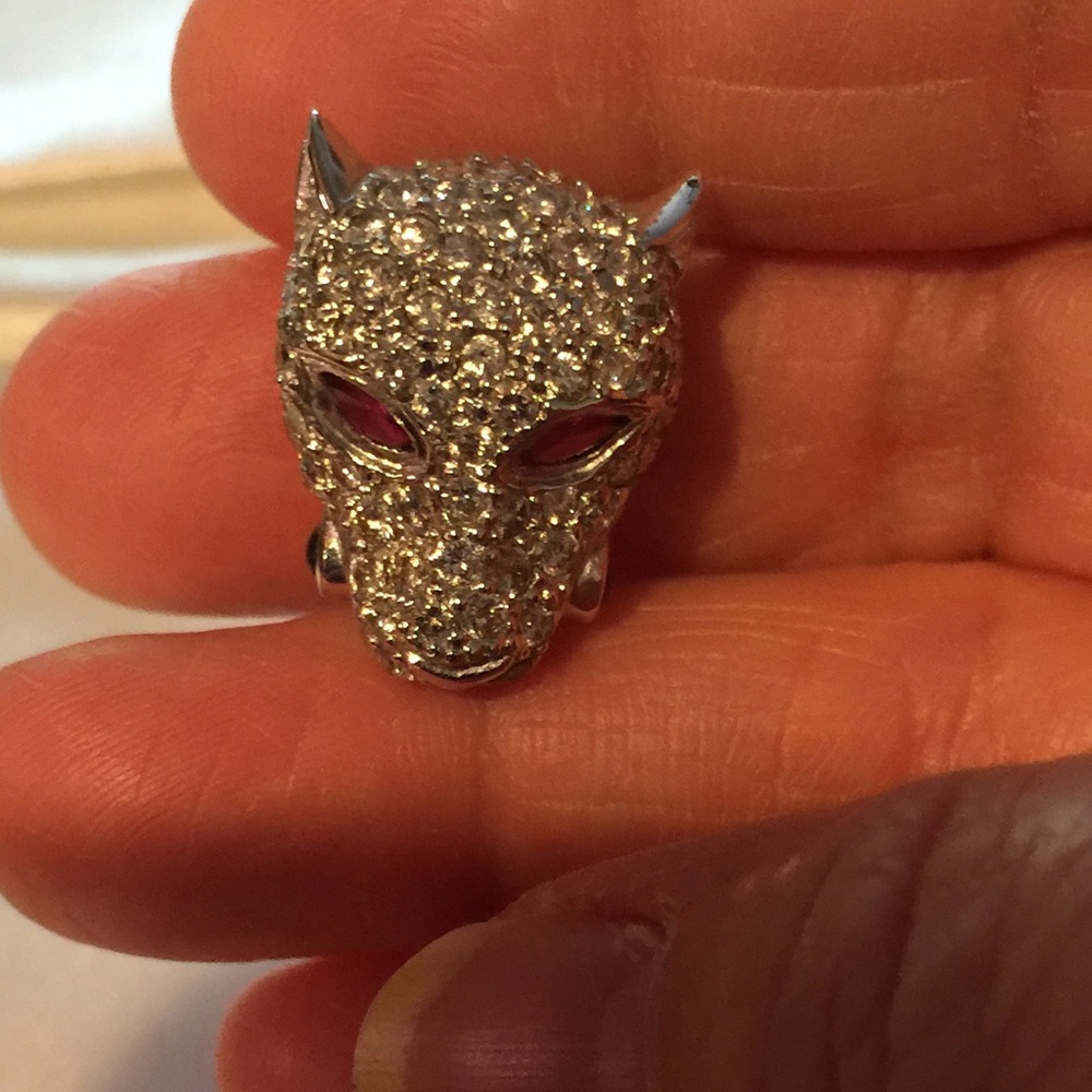 14k White Gold Diamond Panther Slide/Charm