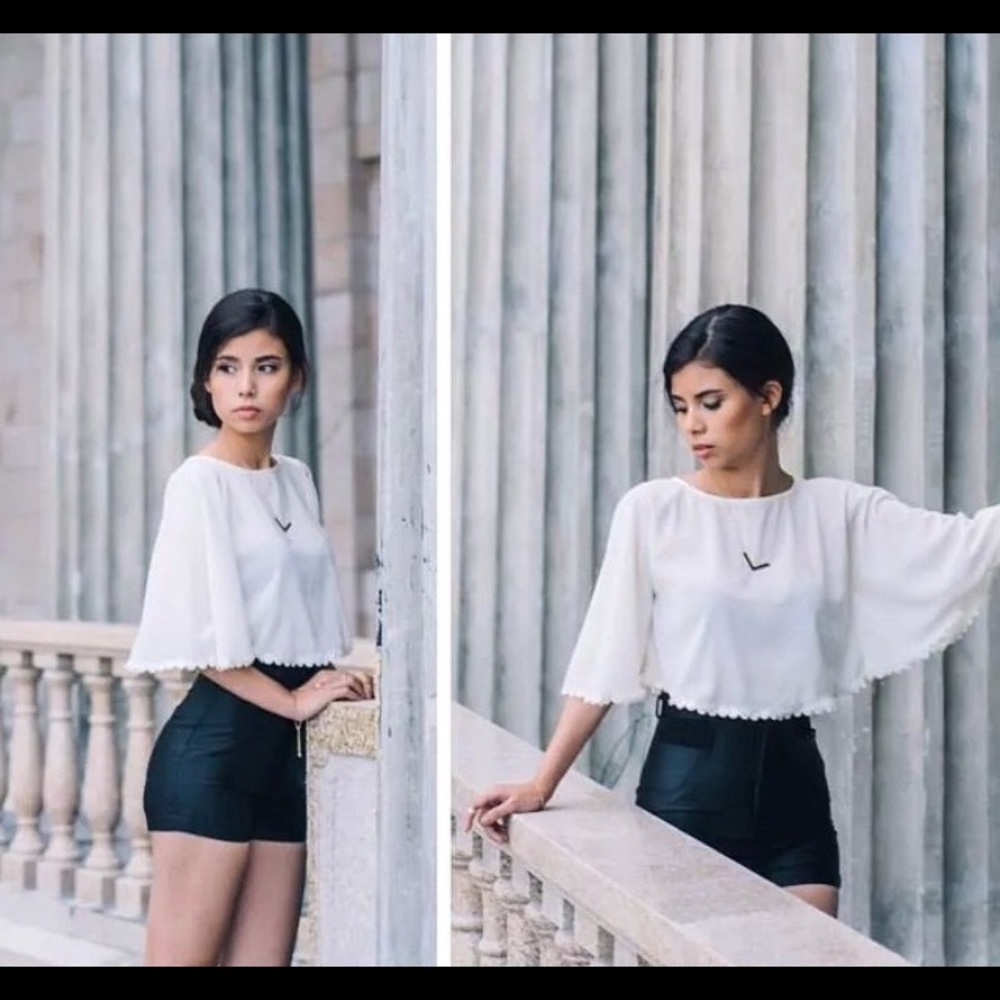 White Crop Top with Floral details