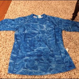 Aqua Design blue, water-pattern rash guard