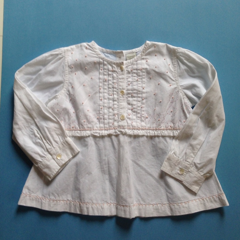 Garnet Hill 3T blouse with pink swiss dot