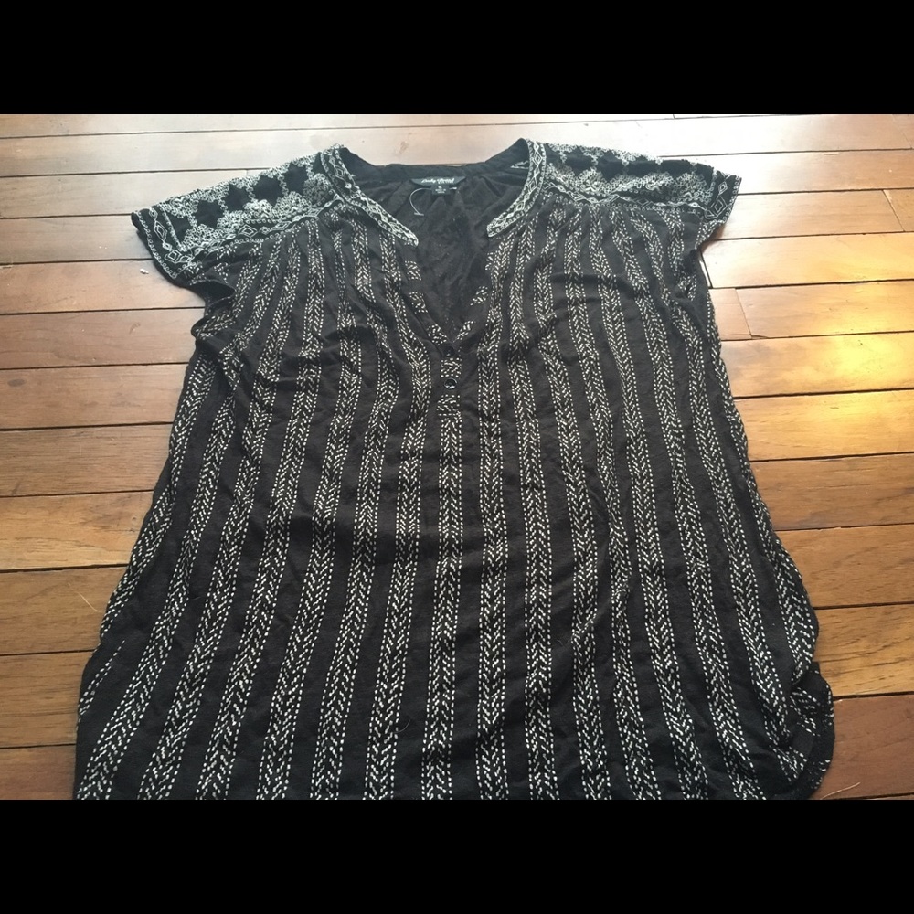 Embroidered Lucky v-neck top