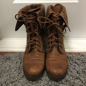 Cognac Combat Boots