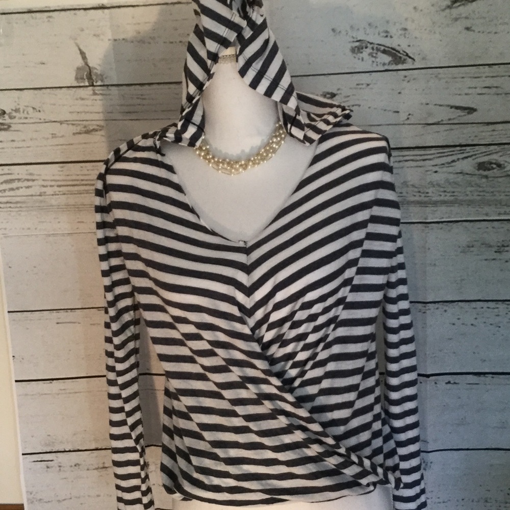 Navy and white striped cross body hoodie!