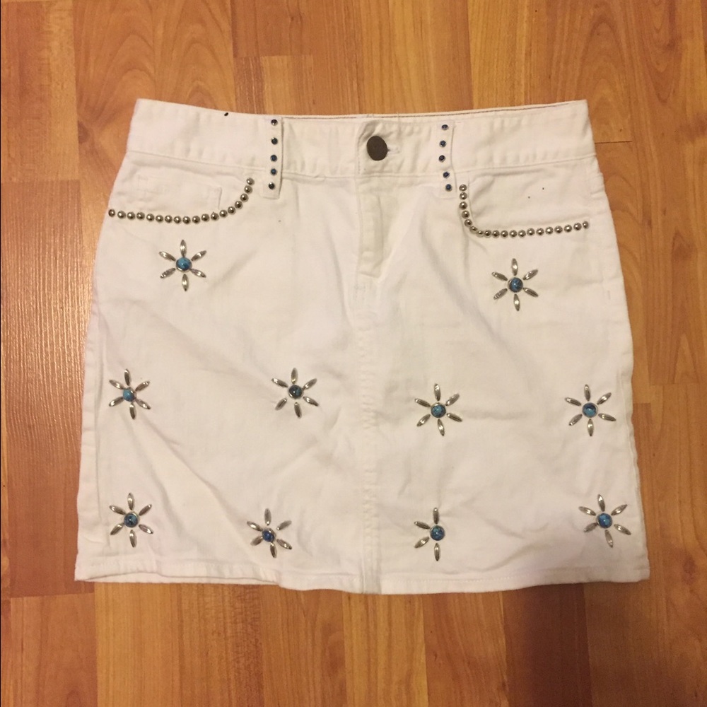 White denim J. Crew skirt