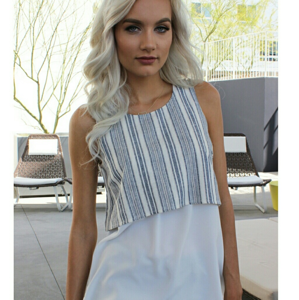Stripe Linen Two Tier Blouse