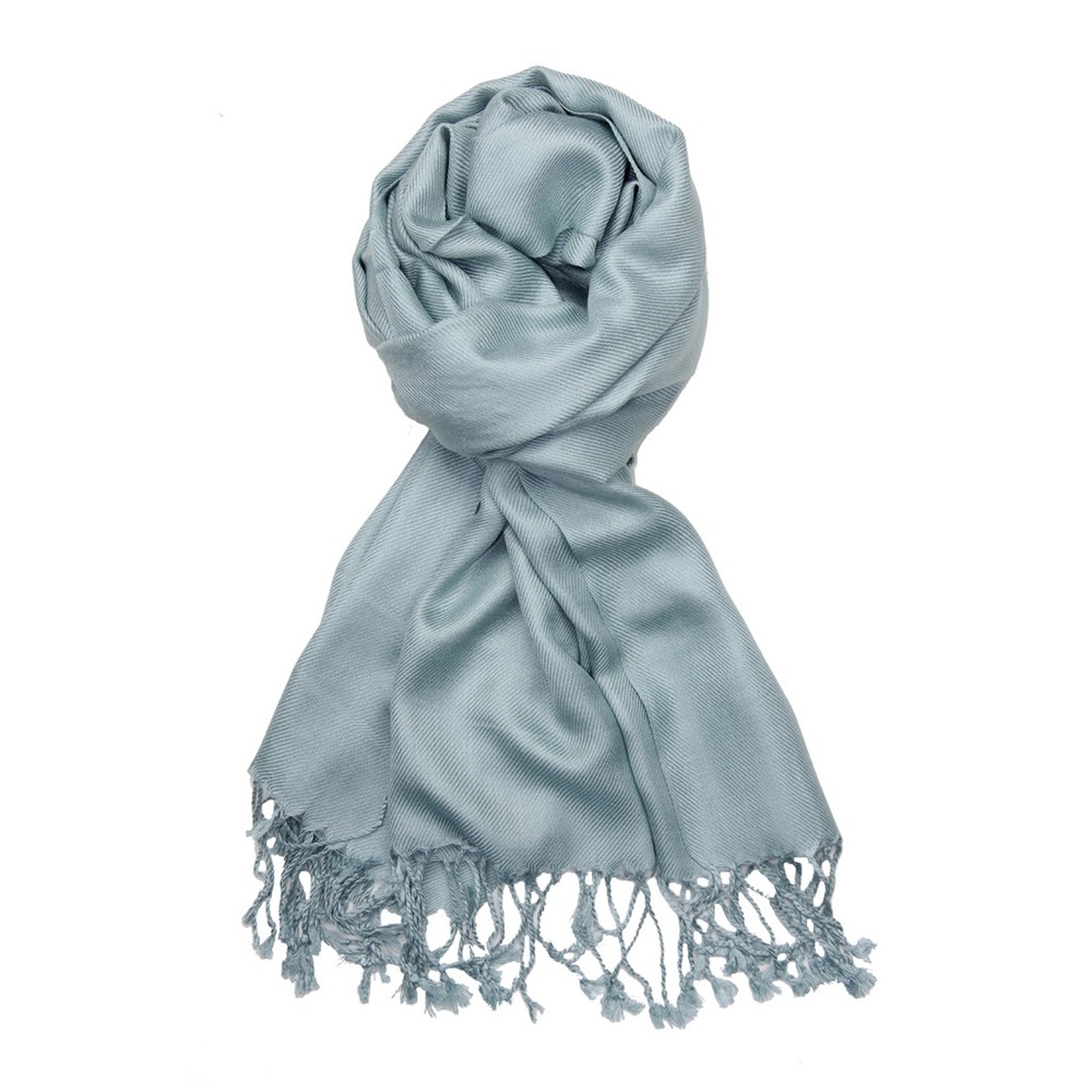 Pale Teal Soft Silky Pashmina Scarf Shawl Wrap - Picture 2 of 3