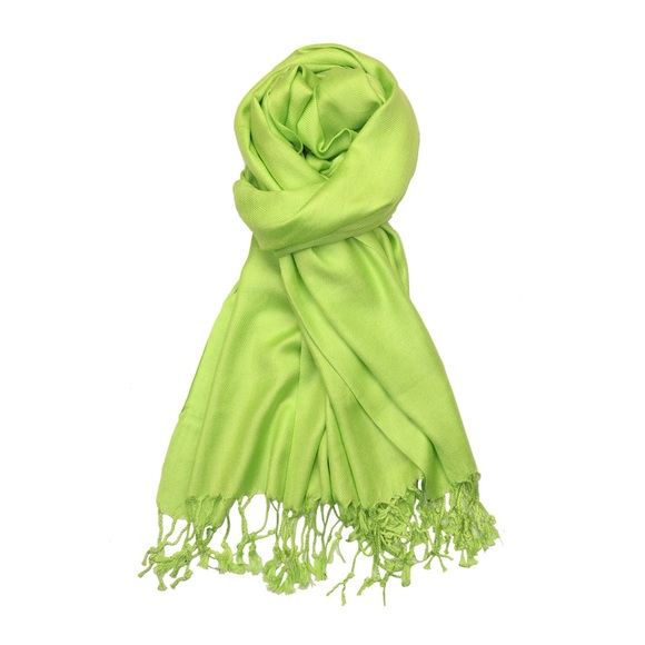 Lime Green Soft Silky Pashmina Scarf Shawl Wrap - Picture 2 of 3