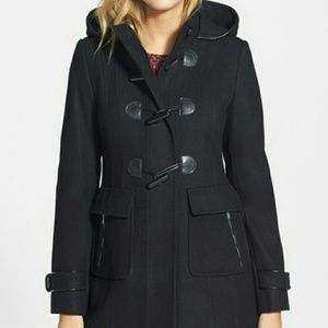 🎉SALE🎉LAUNDRY faux leather trim hooded coat