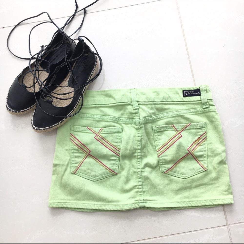 Citizens of Humanity Lime Green Mini Skirt