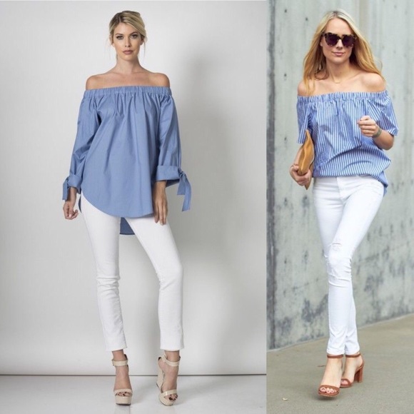 Tops - Striped off the shoulder top XL