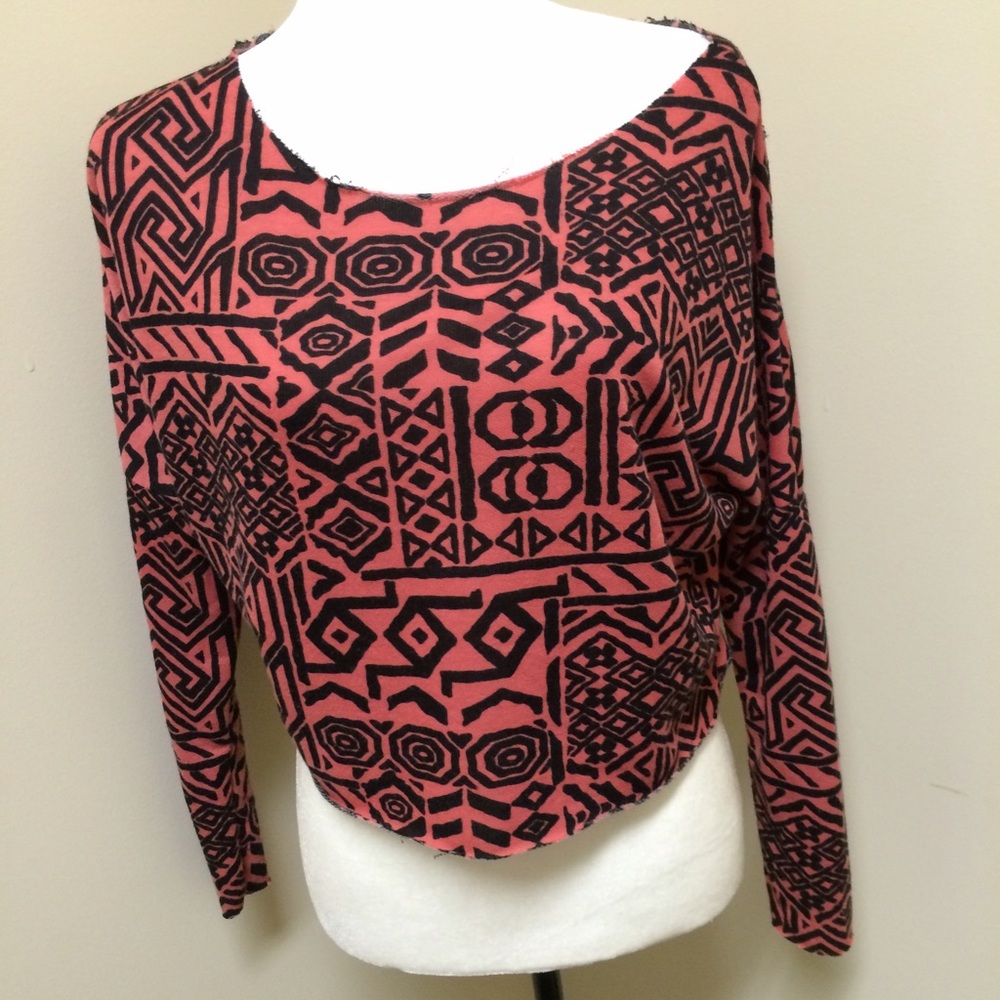 Aztec Tribal Long Sleeve Crop Top
