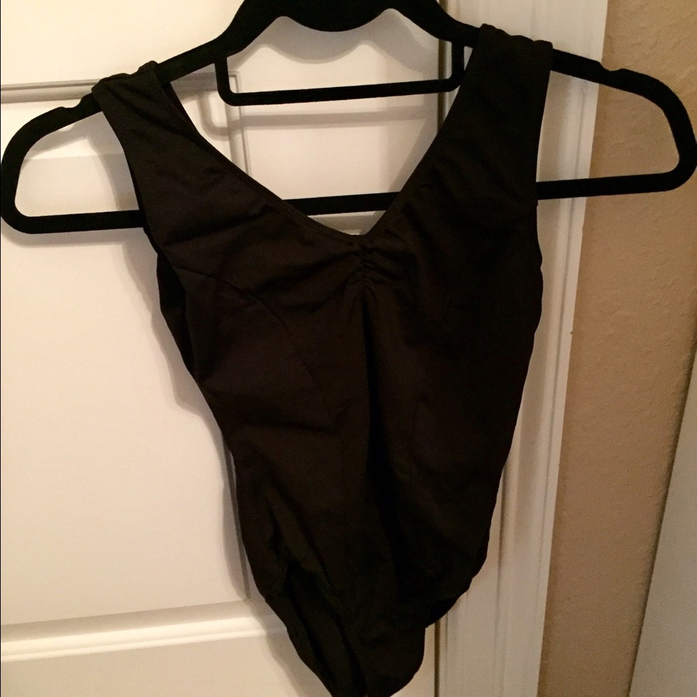 Motionwear Black Pinch Front Leotard