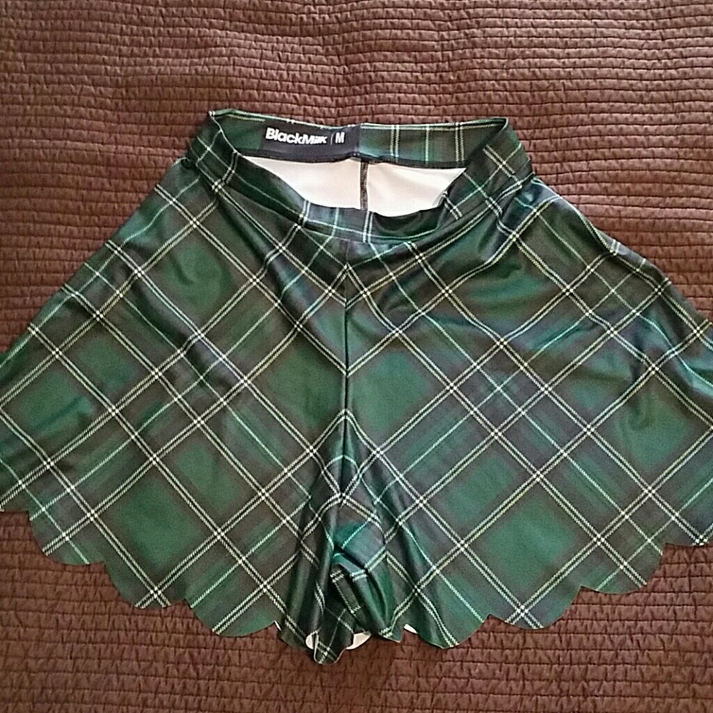 NWOT Black Milk Green Tartan Shorties
