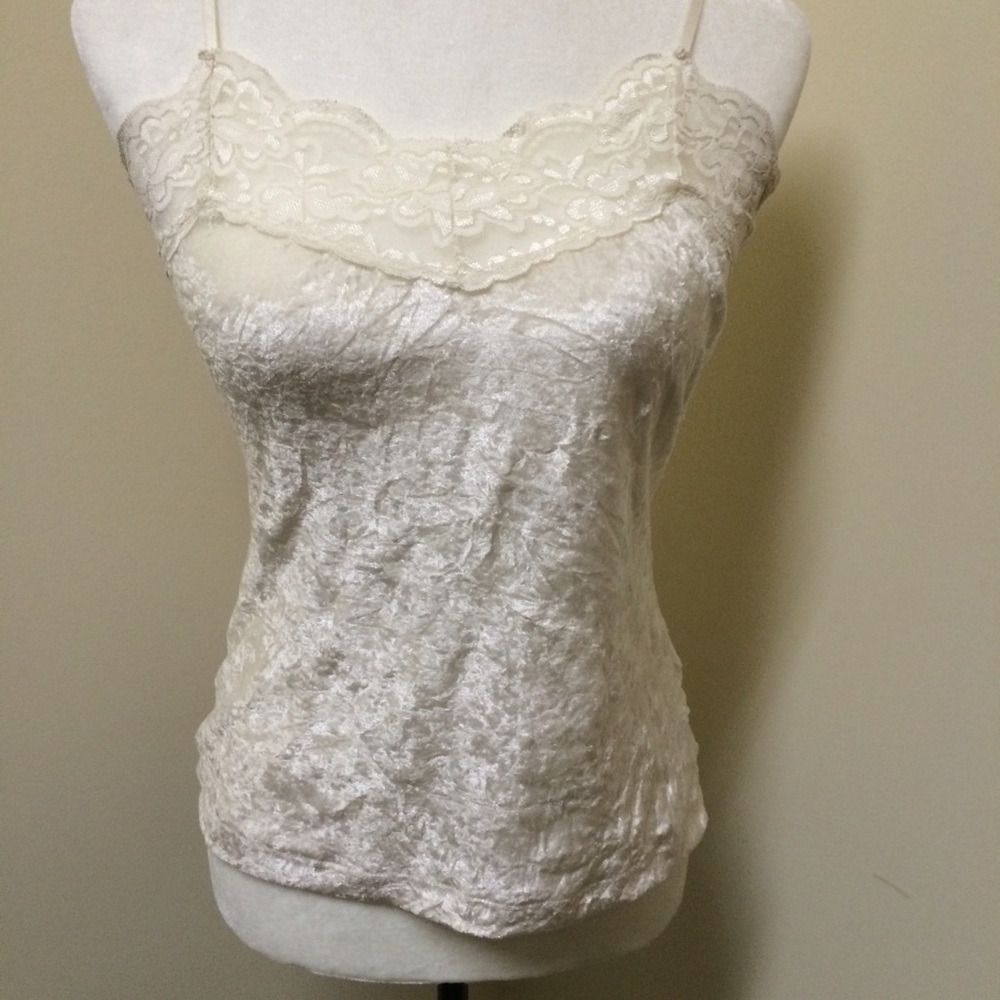 Velvet Off White Lace Trim Tank Top!