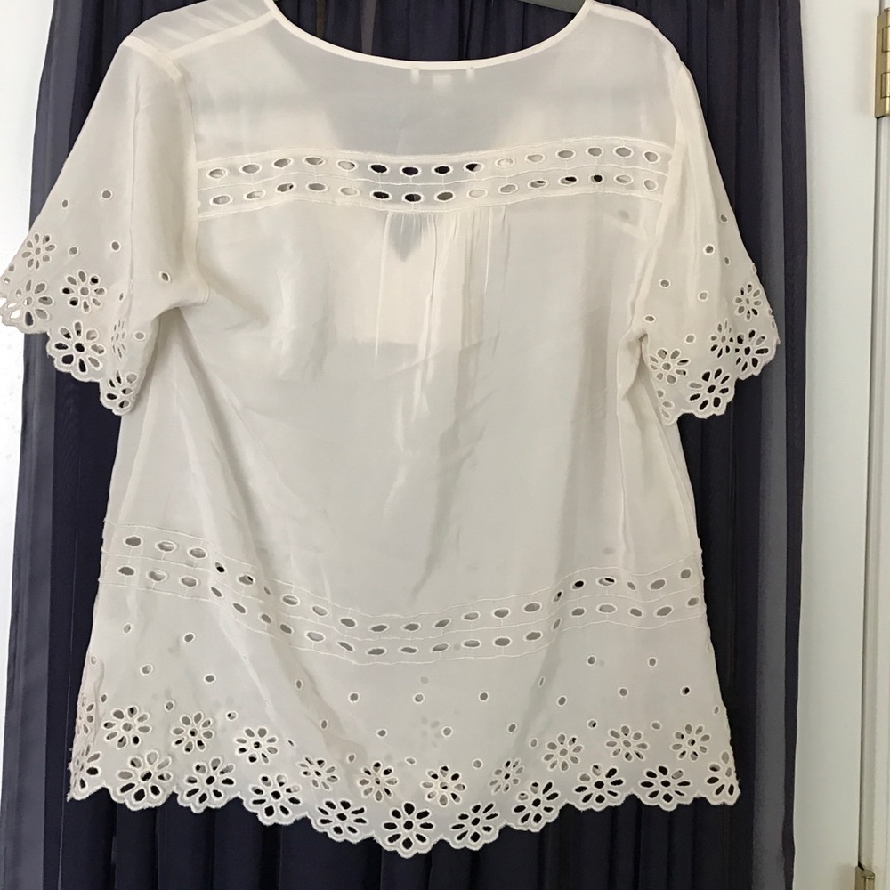 NWT Jcrew 100% silk eyelet detail blouse top sz8 - Picture 4 of 6