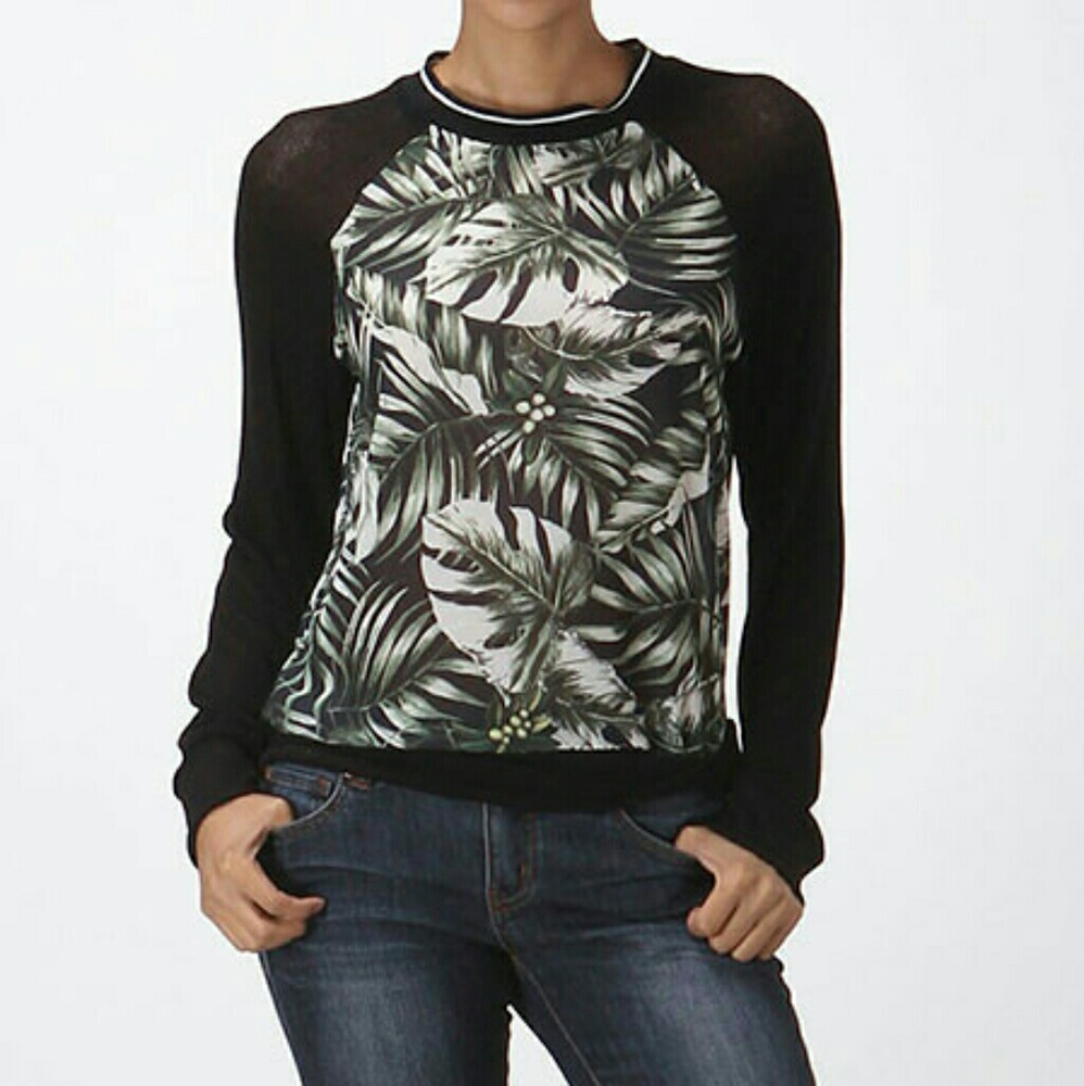 Tropical mesh knit top