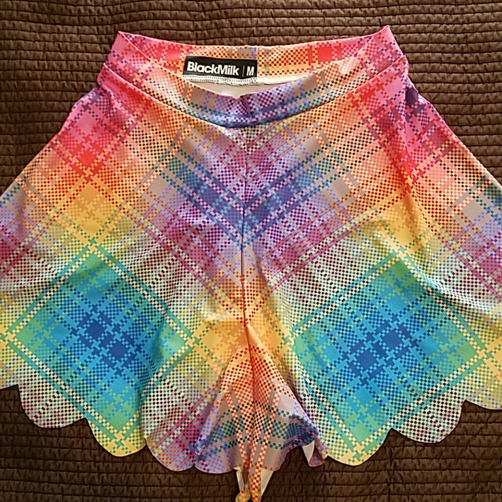 NWOT Black Milk Tartan Rainbow Shorties