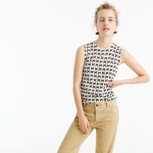 J. Crew merino wool shell in bow print.